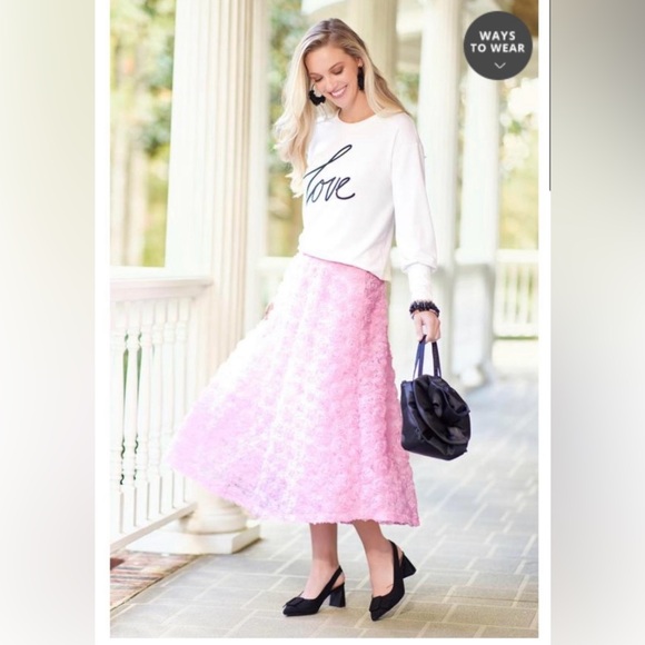 Cato Dresses & Skirts - 🌸Cato Pink Textured A-Line Skirt with 3D Roses-NWT🌸